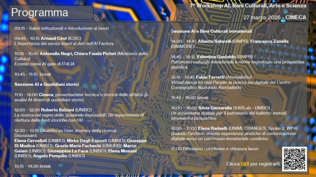 Programma 7° workshop Ai Beni Culturali Arte e Scienza